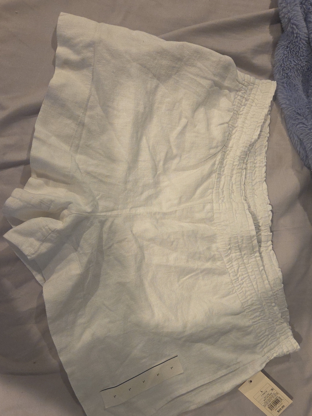 A New Day Women’s White Elastic-Waist Linen Blend Shorts